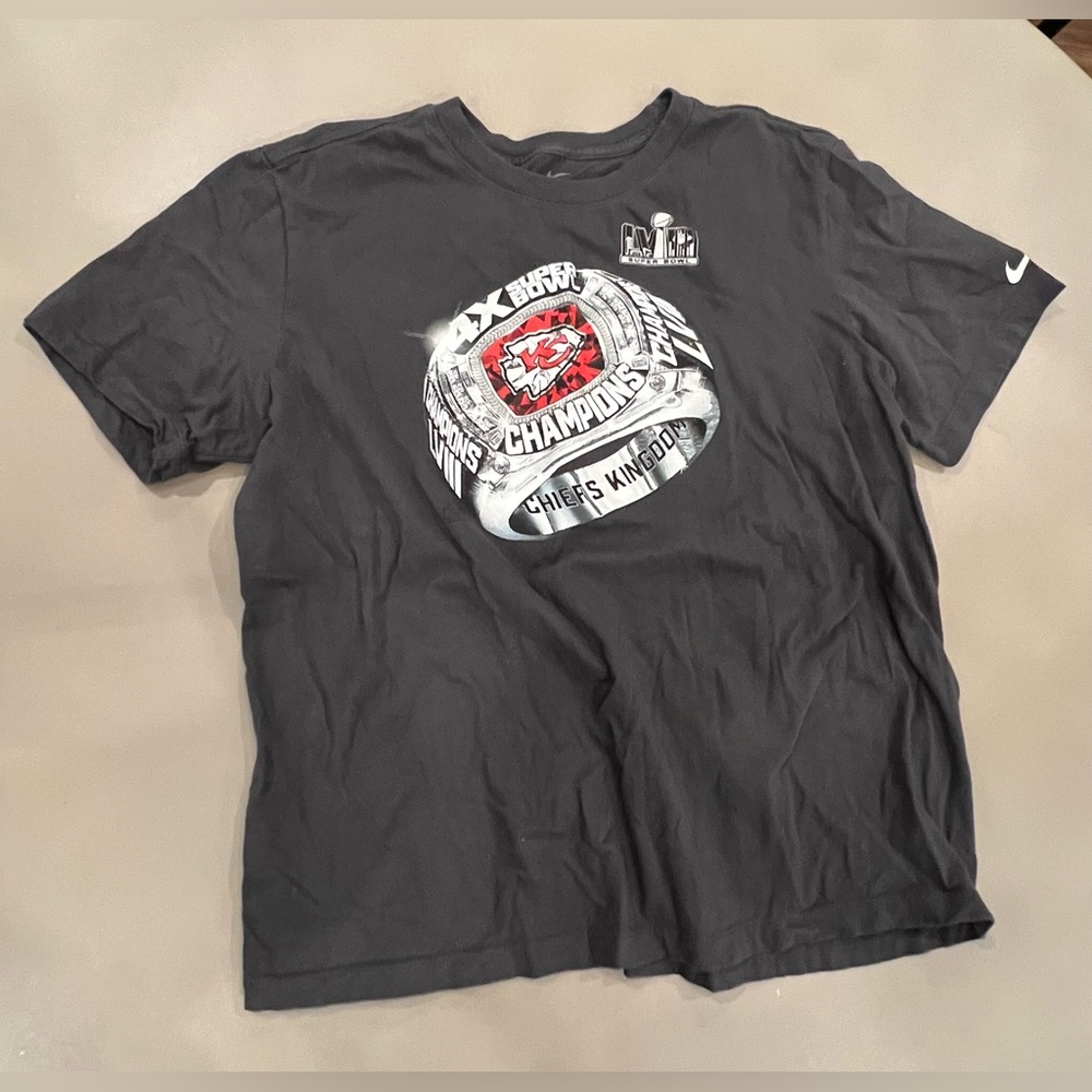 Nike Men's Dark Gray Graphic T-Shirt Chiefs Super Bowl LVIII 58